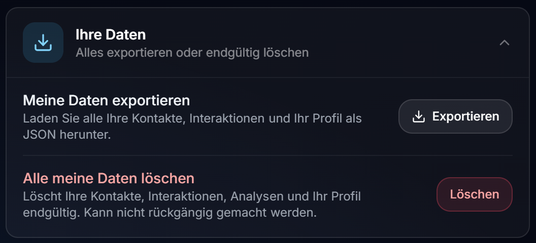 Der Bestätigungsdialog „Alle Ihre Daten löschen?“ mit dem Eingabefeld für DELETE